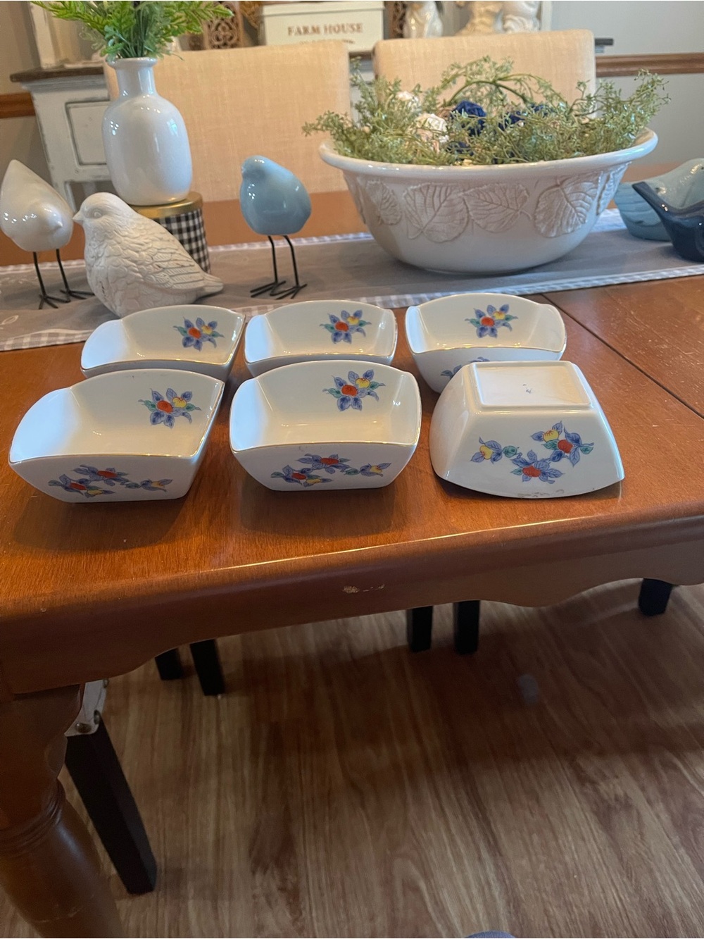 White Floral Ceramic Snack Bowls - Set of 6